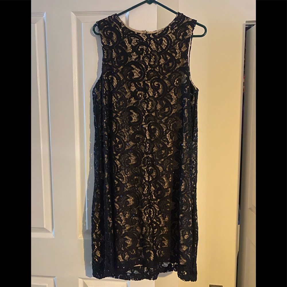Black Dress, size 16. Lined nude color with black overlay